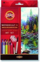 Aquarelpotloden Mondeluz Artset 3711, 24 kleuren, 1 penselen + puntenslijper