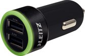 CarCharger USB Univer. Dual 4.8A zwart