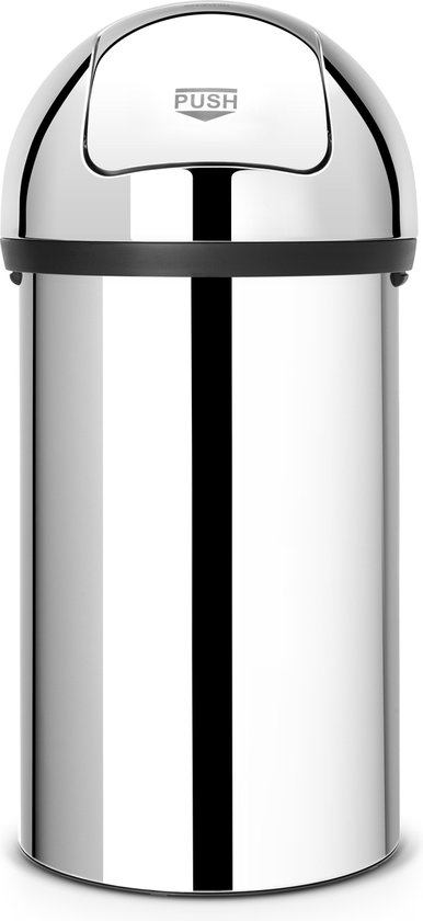 Brabantia Push Bin Prullenbak - 60 liter - Brilliant Steel