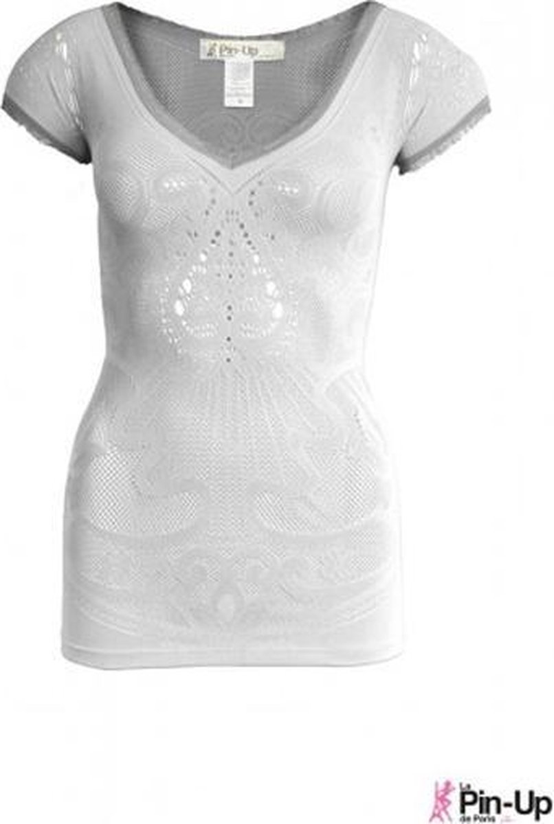 Goedkoopste Anti Cellulite Kanten Shirt – Pin Up de Paris – S - Wit
