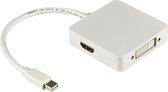 DELTACO DP-MULTI1 - Mini DisplayPort naar DVI / HDMI / DisplayPort adapter, Ultra HD in 30Hz - wit