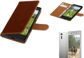 MP Case Pull Up TPU PU Leder Bookstyle voor Xperia XZ Bruin