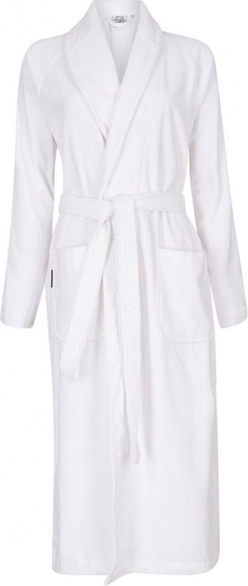 Unisex badjas wit - velours katoen - witte badjas sauna - sjaalkraag - maat XS