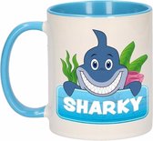 Kinder haaien mok / beker Sharky blauw / wit 300 ml