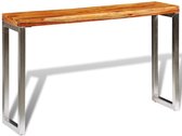 Console table wandtafel sidetable hout metaal zilver 120x35x76cm