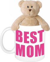 Best mom koffiemok / theemok met pluche teddybeertje - Moederdag cadeaus