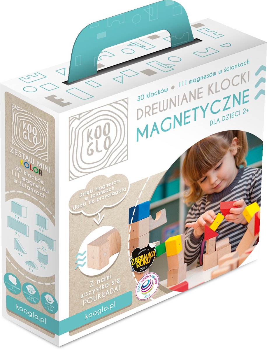 KOOGLO Mini– Magnetische houten blokken 30 stuks – Beukenhout – Vanaf 3 jaar – Made in EU