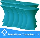 Statafelrok Luxe Turquoise x 12 - Statafel Tafelrok - Statafelhoes - Stretch –  ∅80 x 110 cm – geschikt voor Horeca Evenementen | Sta Tafel Hoes | Statafel | Staantafelhoes | Cocktailparty | 