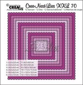 Crealies Crea-Nest-Lies XXL nummer 70 Squares with open scallop maximaal 13.5x13.5 centimeter / CNederlands XXL70