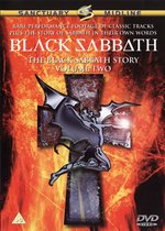 DVD hoes voor Black Sabbath The Story Volume Two met een demonische figuur die op een kruis springt tegen een vurige achtergrond.