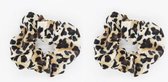 Haarwokkel Scrunchie - 2 stuks - Haarelastiek Luipaard - Panterprint / Tijgerprint Wokkel - Velvet Leopard Elastiek