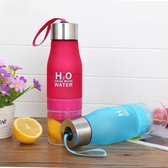 H2O Drink More Water waterfles met fruitfilter - BPA Vrij - 650 ml - Roze