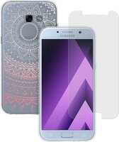 MP Case glasfolie tempered screen protector gehard glas voor Samsung Galaxy A5 2017 + Gratis Mandala design TPU case hoesje voor Samsung Galaxy A5 2017