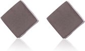 Ear Studs RVS Kleur Zwart - Oorbellen Studs Stainless Steel - Vierkant - Sarzor