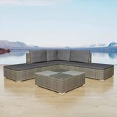 Loungeset poly rattan grijs 15-delig  (incl. Fleecedeken)