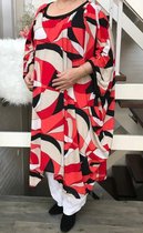 Italia mode - Zeta oversized poncho - Rood/wit - XXL