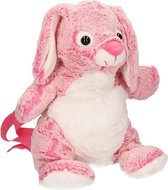 Roze konijn rugzak van super zachte pluche 20 x 36 cm