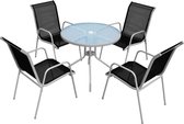 Tuinset 80x71 cm staal zwart en grijs 5-delig  (incl. Fleecedeken)