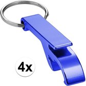 4x Flesopener sleutelhanger - blauw - opener