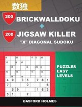 200 BrickWallDoku + 200 Jigsaw Killer X Diagonal Sudoku. Puzzles easy levels.