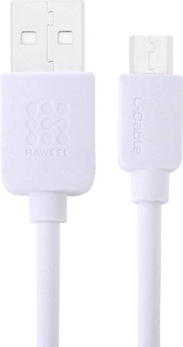 HAWEEL Gecertificeerde TPE MICRO-USB Kabel 1 Meter Fast Charge 2.1A High Speed Laadsnoer Oplaadkabel - Veillig laden - Data Sync & Transfer geschikt voor o.a Samsung S7, S7 edge, S6, S6 Edge(Plus), etc (volledig Samsung lijst zie hieronder) - Wit