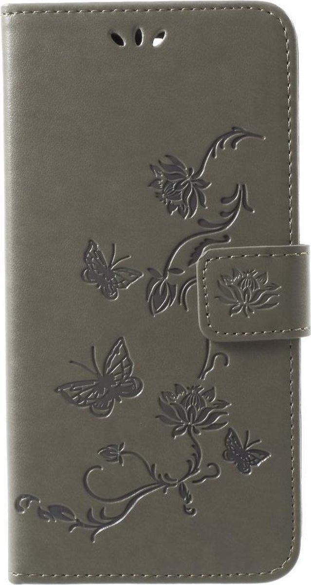 Bloemen & Vlinders Book Case - Geschikt voor Huawei Mate 10 Lite Hoesje - Grijs