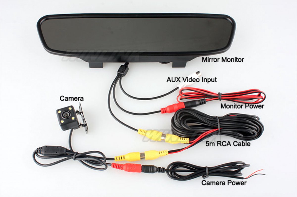 Camera de recul sans fil, écran intégrée dans le rétroviseur