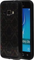 Zwart Brocant TPU back case cover hoesje voor Samsung Galaxy J1 (2016)