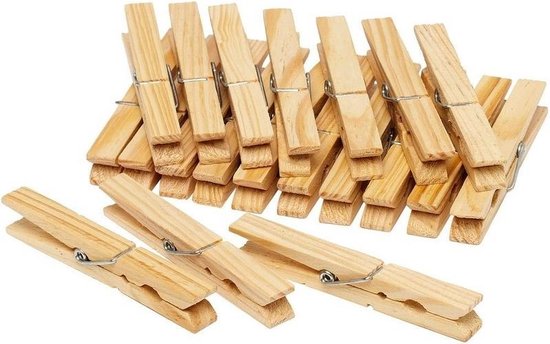 Houten wasknijpers - 20 stuks - voordelige knijpers / wasspelden | bol.com
