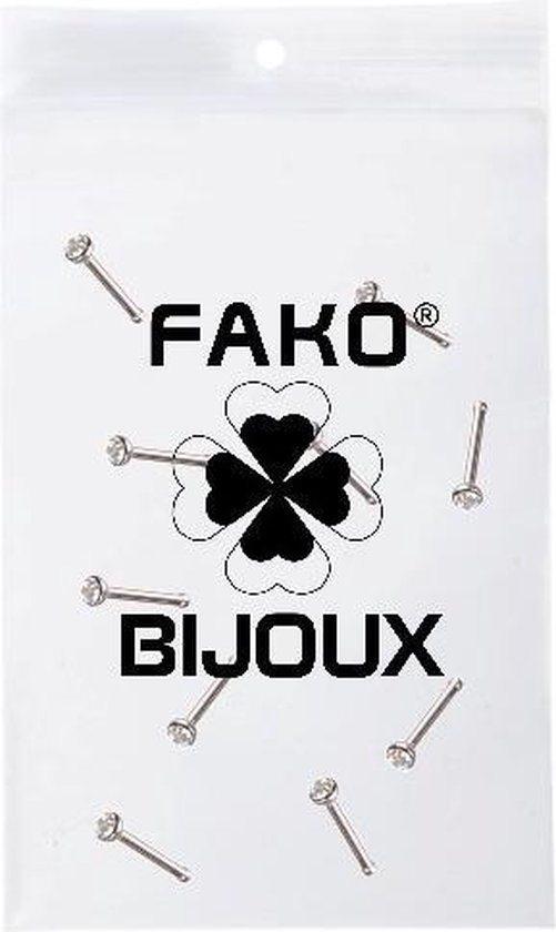 Fako Bijoux® - Neuspiercing - Staafje Kristal - 1.8mm - Wit - 10 Stuks - Fako Bijoux®