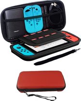 Hoes Geschikt voor Nintendo Switch Case Hard Cover Bescherm Hoesje Koord - Case Geschikt voor Nintendo Switch Hoes - Rood
