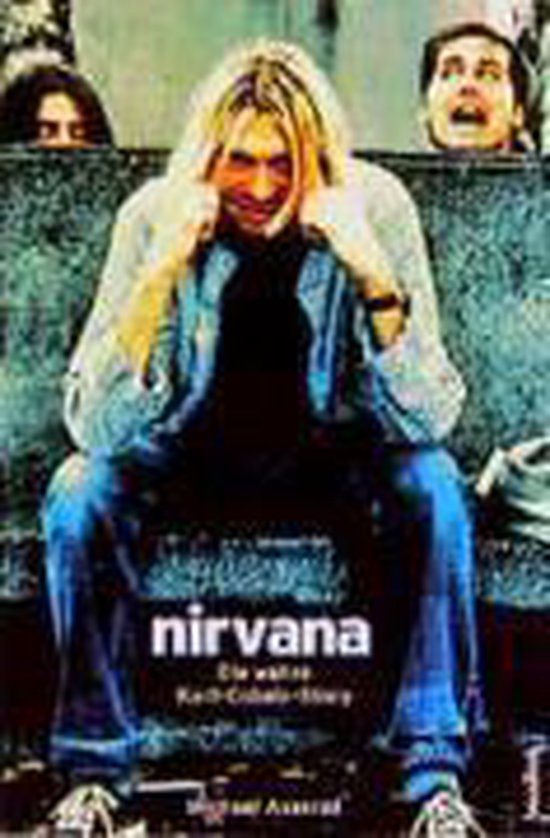 De cover van het boek 'Nirvana. Come As You Are' toont een man met blond haar, gekleed in een spijkerjasje en blauwe jeans.
