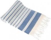 bamboe hamamdoek strandlaken saunadoek stranddoek omslagdoek Aquastreeps blauw 190x90cm