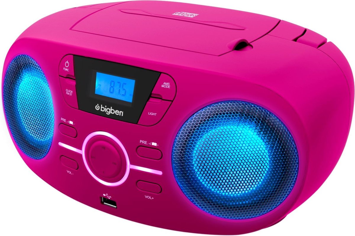 Idool Verstenen minstens Bigben CD61 - Radio CD speler voor kinderen - USB – Roze | bol.com