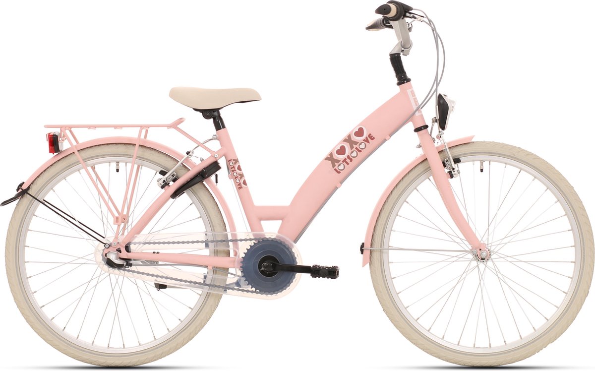 Kinderfiets Bike Fun Lots of Love meisjes 24 inch nexus 3 roze -  GoedkopeFietsKopen