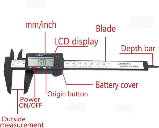 Digitale Schuifmaat 150 mm Meetbereik - Met LCD Display