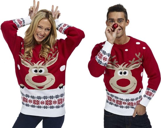 Kersttrui Rudolph Rendier Rood: Maat Small