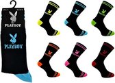 Zwarte sokken voor heren set van 6 paar met NEON gekleurde hiel en teen in maat 39 - 45 - cadeau idee