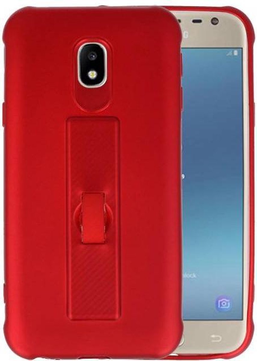 Carbon series hoesje - Backcover Geschikt voor Galaxy J3 2017 Rood