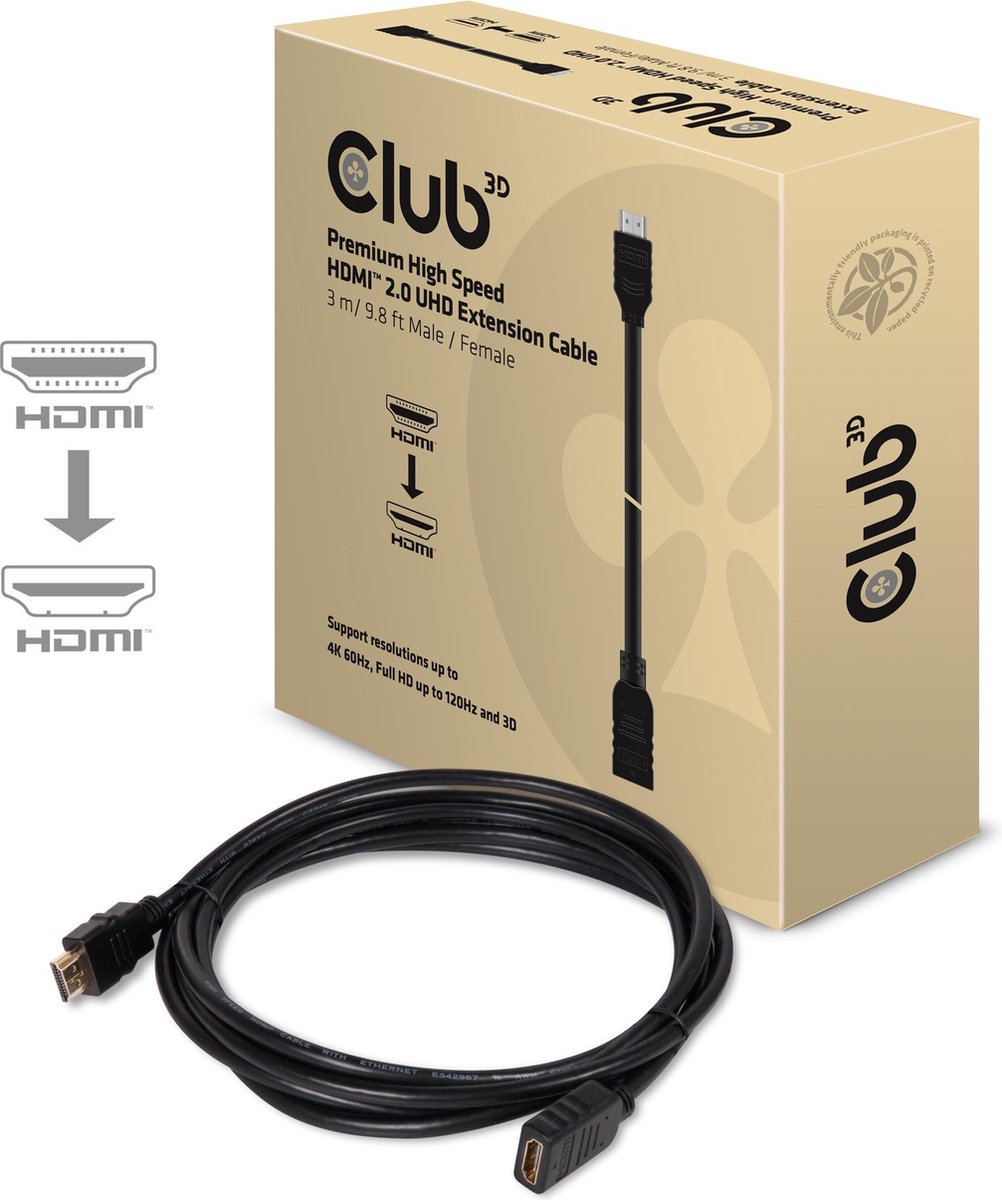Club3D HMDI 2.0 Verlengkabel 3Meter 4K60Hz