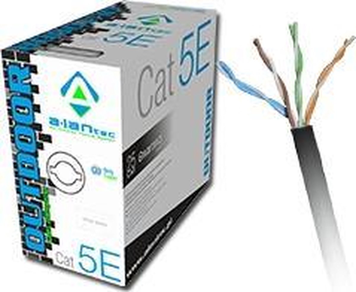 ALANTEC UTP Cat5e - Netwerkkabel voor Buiten - 305m - PE Mantel - 100% Koper - Zwart