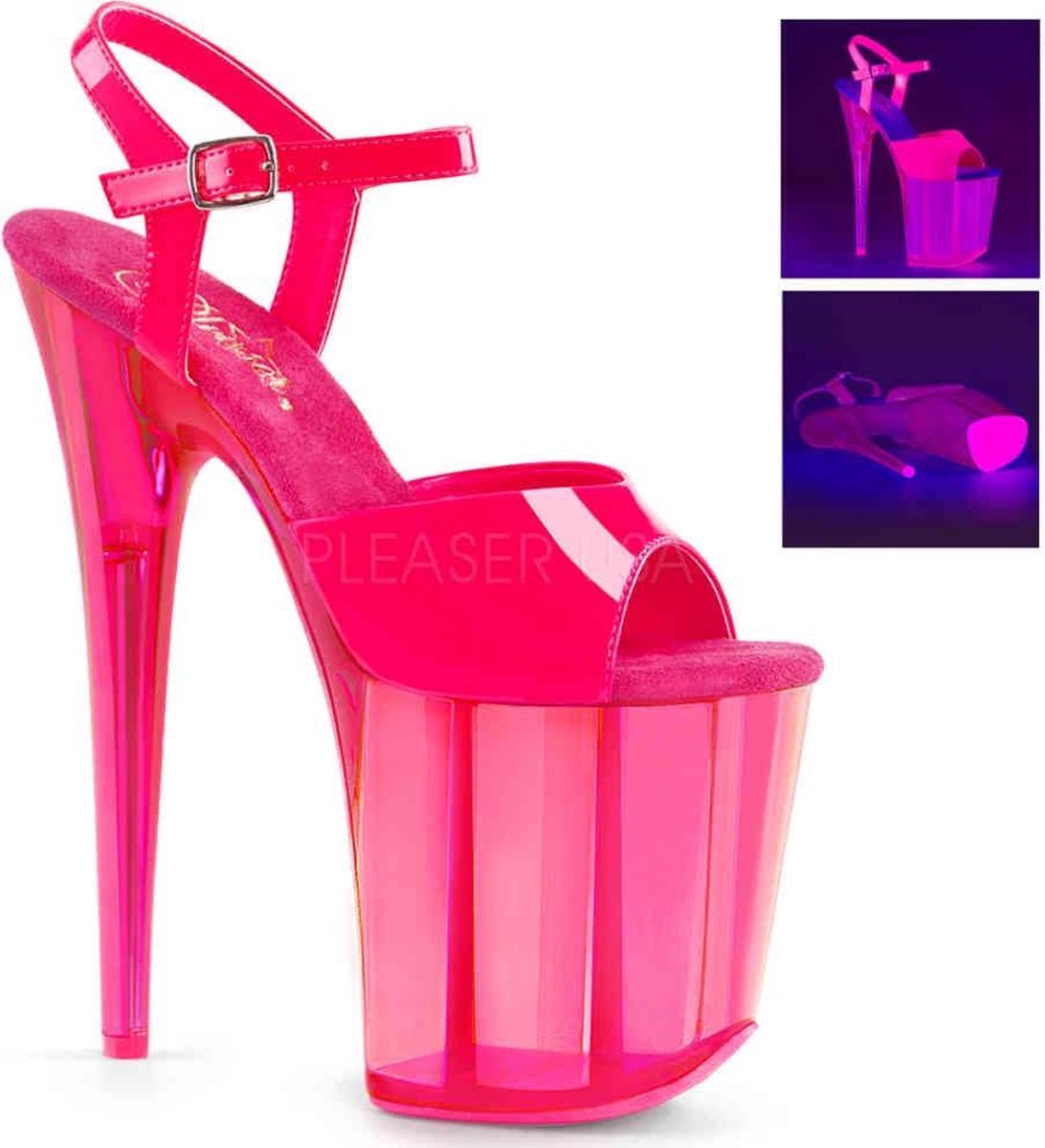 Pleaser - FLAMINGO-809UVT Sandaal met enkelband, Paaldans schoenen - Paaldans schoenen - 38 Shoes - Roze