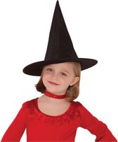 Zwarte verkleed heksenhoed voor kinderen - Halloween/carnaval heksen verkleed accessoires