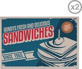 placemats Sandwiches 30,5 x 46 cm polyester blauw 2 stuks