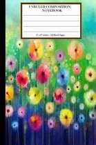 Unruled Composition Notebook 6  x 9 . 120 Pages. Floral Watercolor Painting