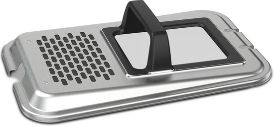 Afneembaar deksel van de Tefal dubbele frituurpan, met handvat, zeef en kijkvenster.