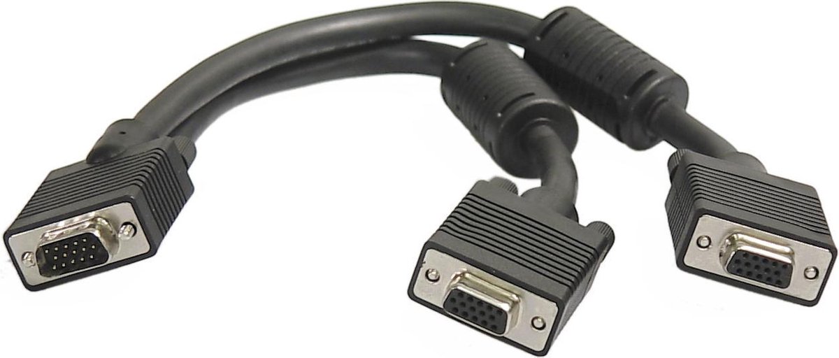 DELTACO VGA-12A, VGA (D-Sub) 2 x VGA (D-Sub) Zwart VGA kabel
