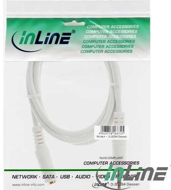InLine 3,5mm Jack stereo audio verlengkabel wit 5 meter