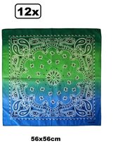 12x Zakdoek spectrum groen/blauw 56 x 56 cm