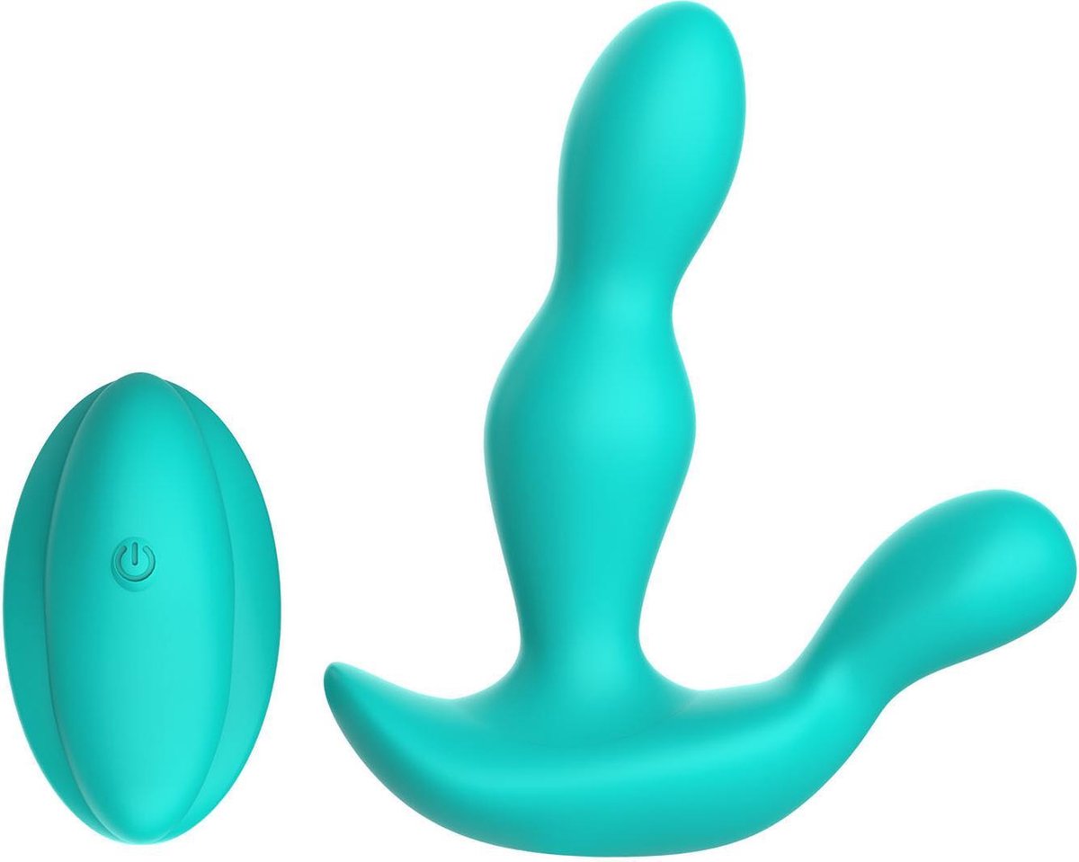 Goedkoopste Subliem Siliconen Prostaat Vibrator - Anale Vibrator Draadloze Afstandsbediening - 12.3 cm - Turquoise